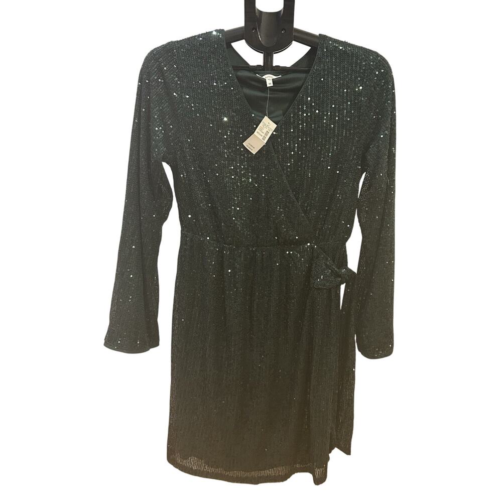 NWT Maurices Green Sequins Wrap Dress size M